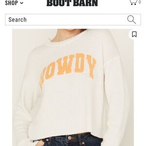 Boot Barn “Howdy” White Semi-Cropped Sweater